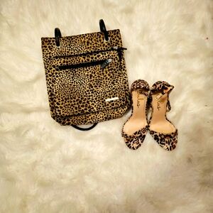 Bundle Leopard Print Bag and Heels Lulus Size - 10.5 Sqauare Bag Rosetti
